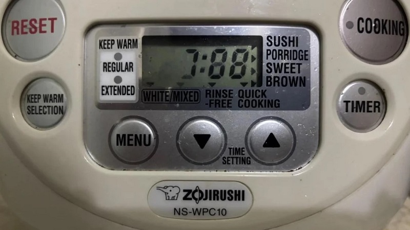 zojirushi rice cooker display not working