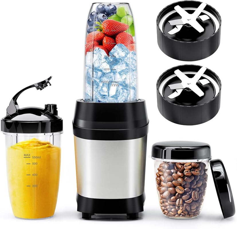 Nahida 1200W Smoothie Blender for Ice Crushing with 6-Fin Blades and T