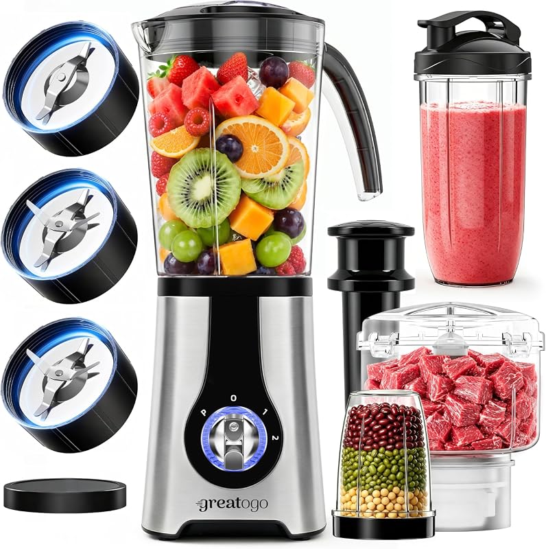 Versatile Countertop Food Processor and Blender Combo, Powerful Kitche