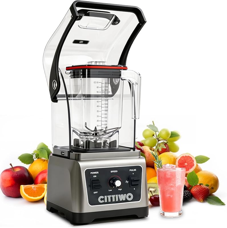 Cittiwo Professional Smoothie Blender with 64oz Jar and Quiet Shield T
