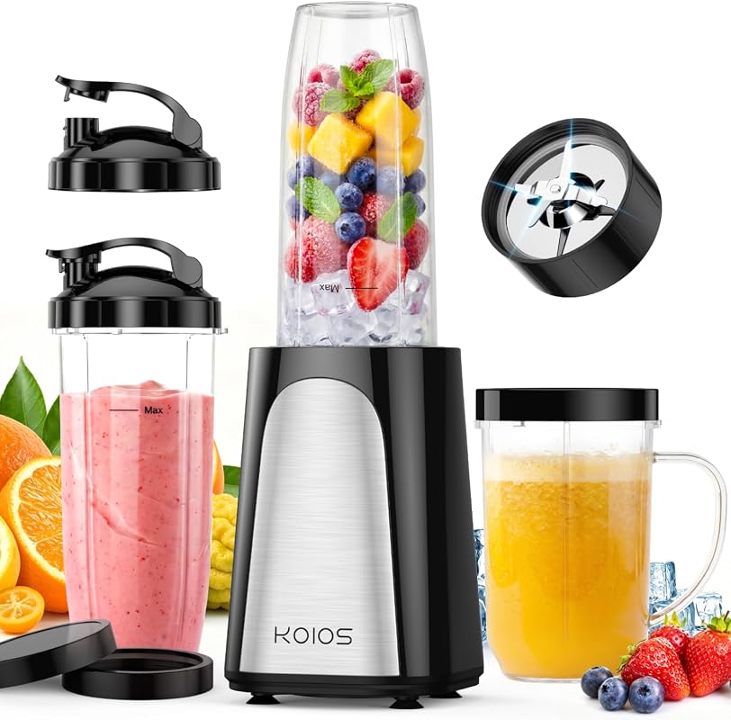 KOIOS 1000W 15-in-1 High-Speed Smoothie Blender, Single Serve Press-Tw