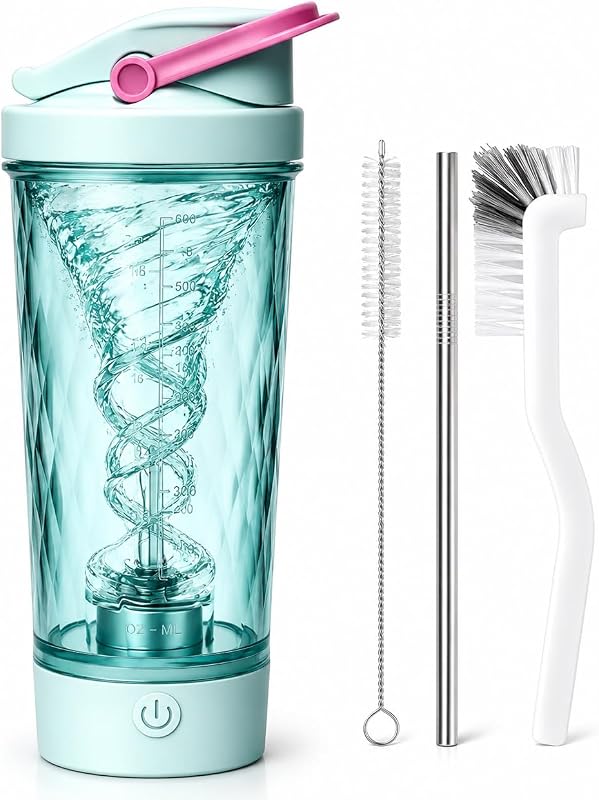 Prazzy 20oz Electric Protein Shaker Bottle, USB Rechargeable Portable 