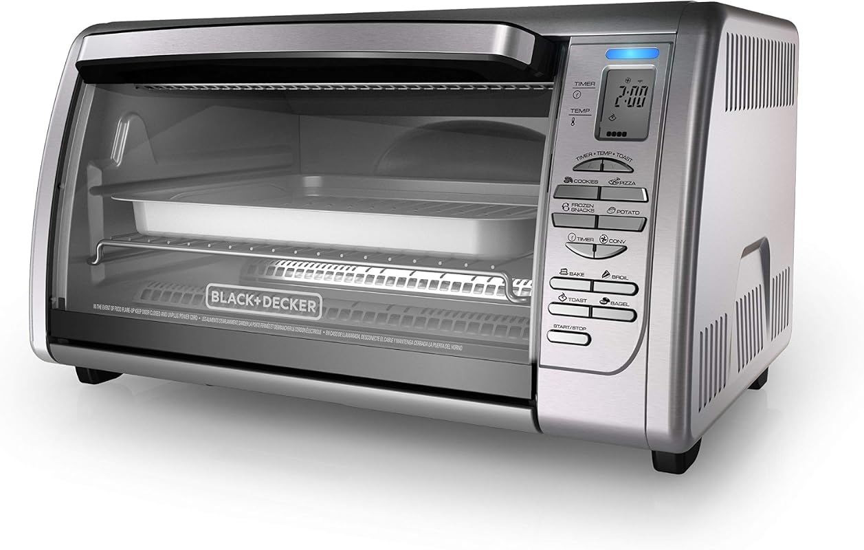 Black+Decker Stainless Steel Countertop Convection Toaster Oven Featur