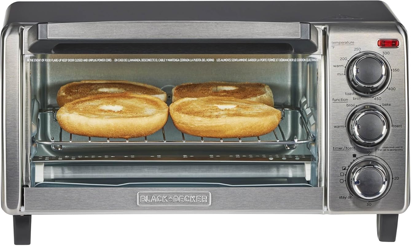 BLACK+DECKER TO1313SBD Countertop Toaster Oven, 15.47 Inch, Sleek Silv
