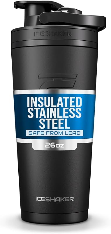 Ice Shaker Insulated Stainless Steel Shaker Bottle, 26oz, Keeps Drinks