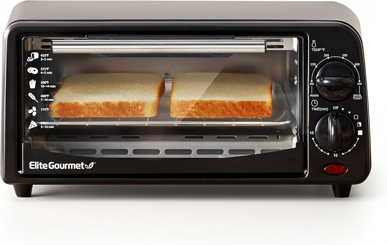 Elite Gourmet ETO236 Compact 2-Slice Toaster Oven with 15-Minute Timer