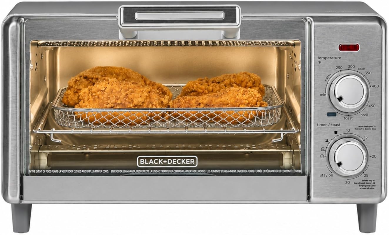 BLACK+DECKER 4-Slice Air Fry Toaster Oven, Versatile 5-in-1 Countertop