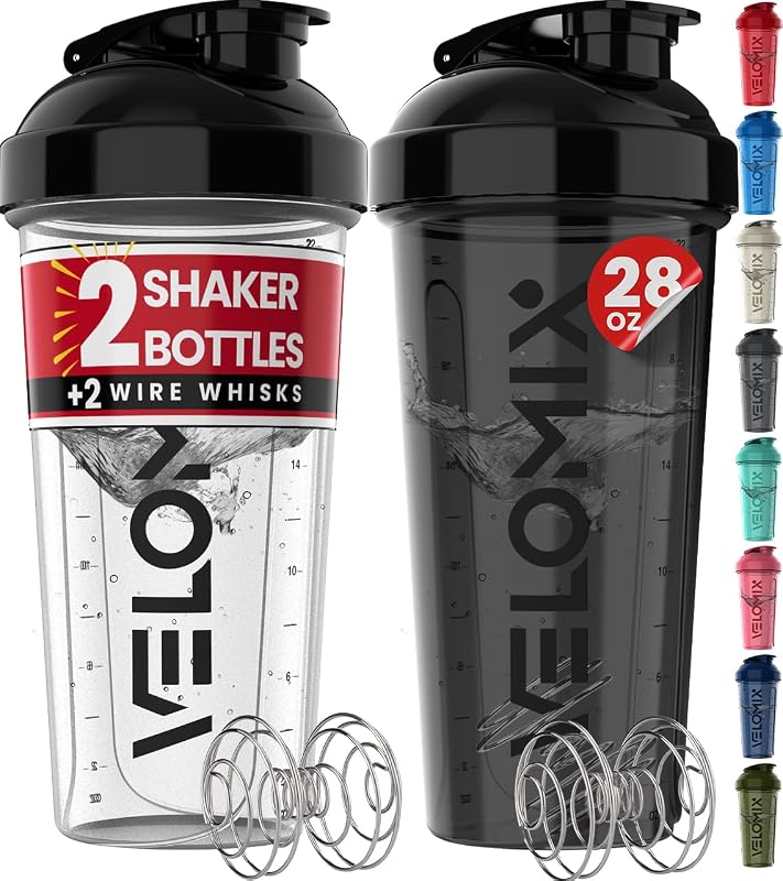 VELOMIX 2-Pack 28oz Protein Shaker Bottles, BPA-Free Leak-Proof Cups f