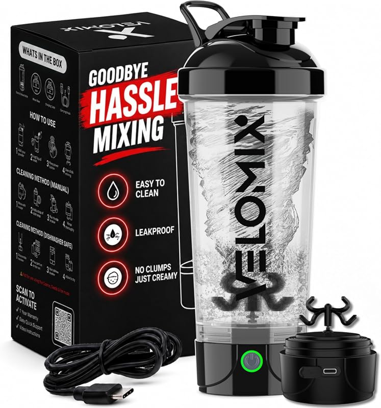 VELOMIX Electric Protein Shaker Bottle