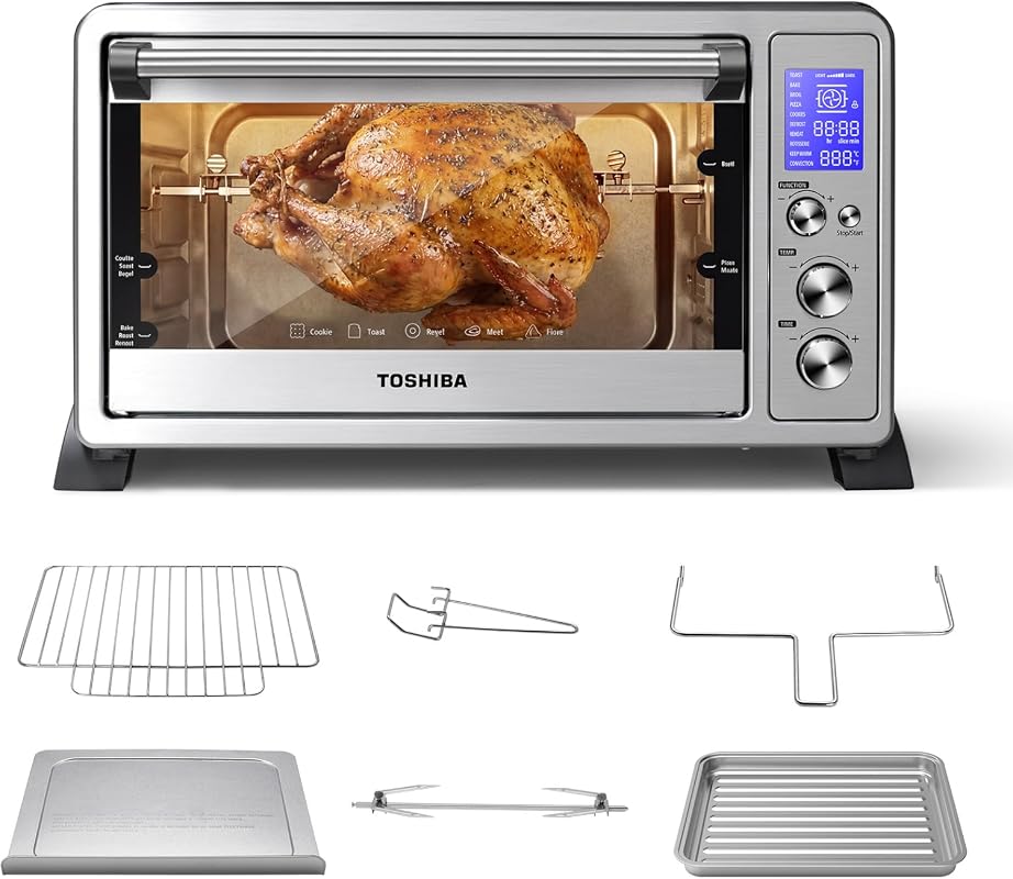 TOSHIBA 10-in-1 Convection Toaster Oven, Powerful 1500W 6-Slice Counte